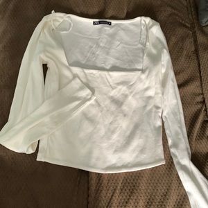 Zara: white long sleep crop top. Gently used
